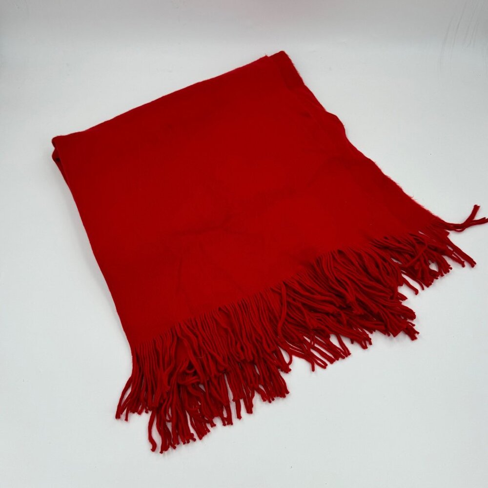 Crate&Barrel Scarlet Red Fringe Throw